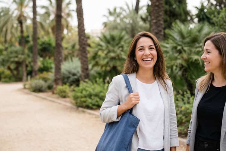 Jóvenes riendo junto al Parque de Benicalap, prevención y sonrisa natural en tu clínica dental en Benicalap