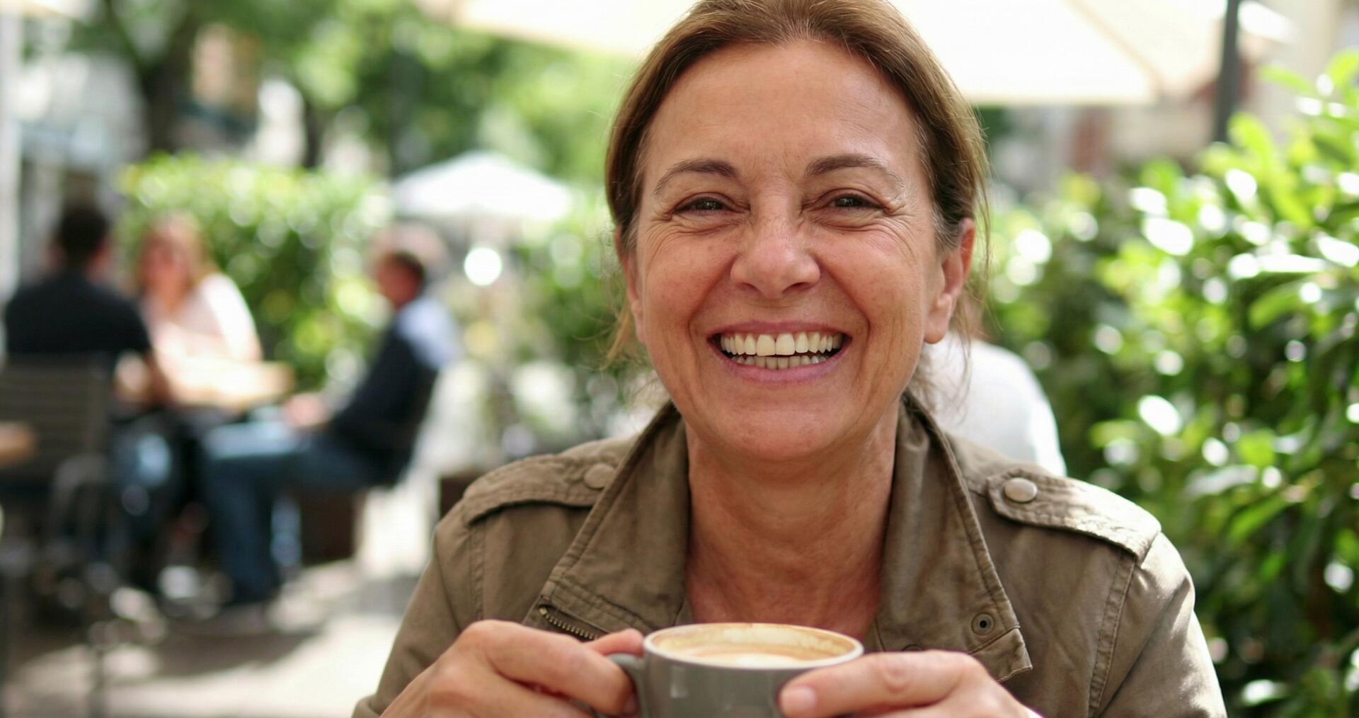 Paciente sonriendo con confianza tras recuperar su dentadura.